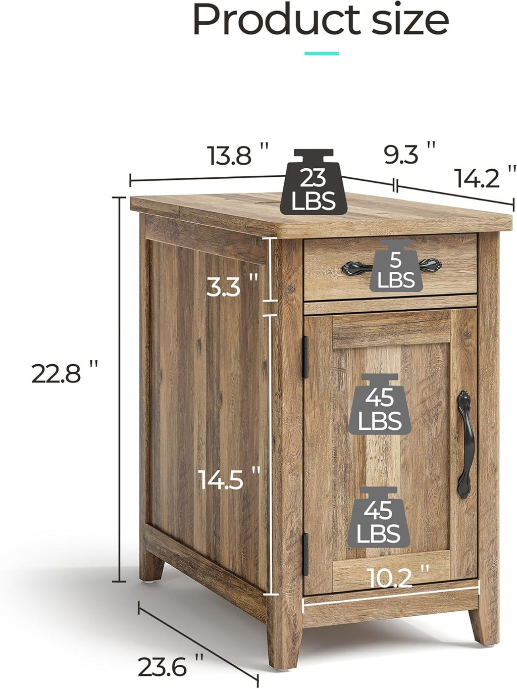 Farmhouse End Table Narrow Side Table Small Nightstand wourant