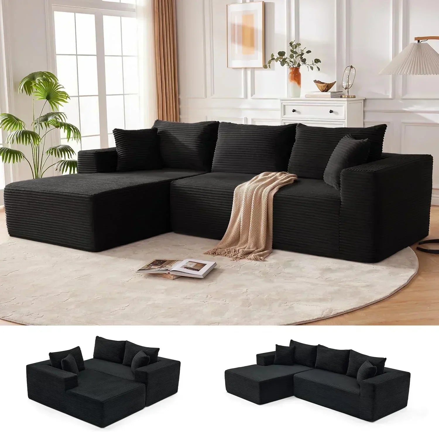 110-inch cloud sofa boneless sofa in the living room modular sofa with deep seats wourant
