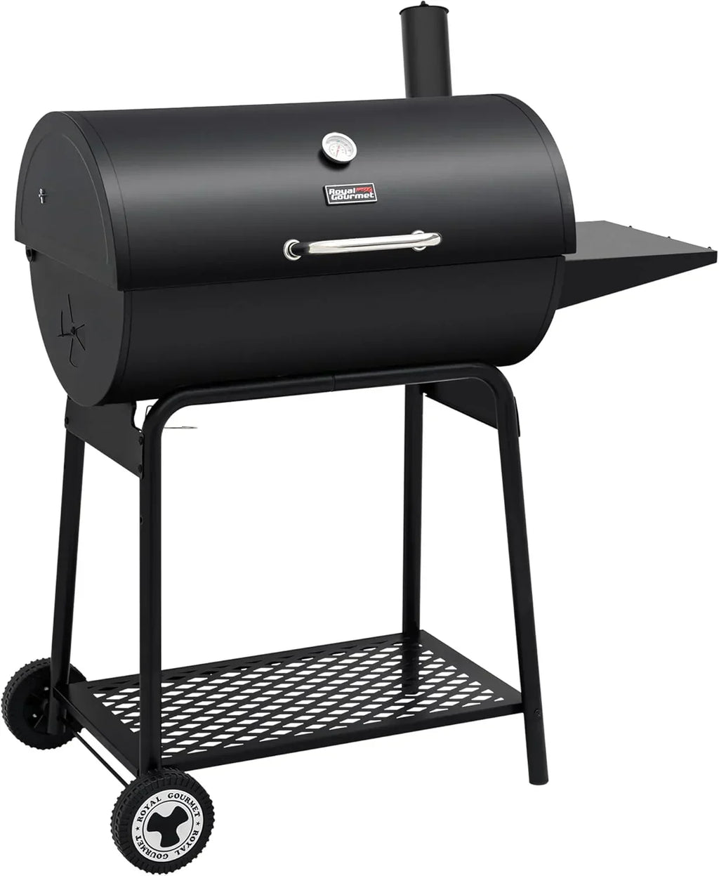 Royal Gourmet CC1830 30 Inch Barrel Charcoal Grill with Side Table Outdoor BBQ Grill  for Backyard wourant