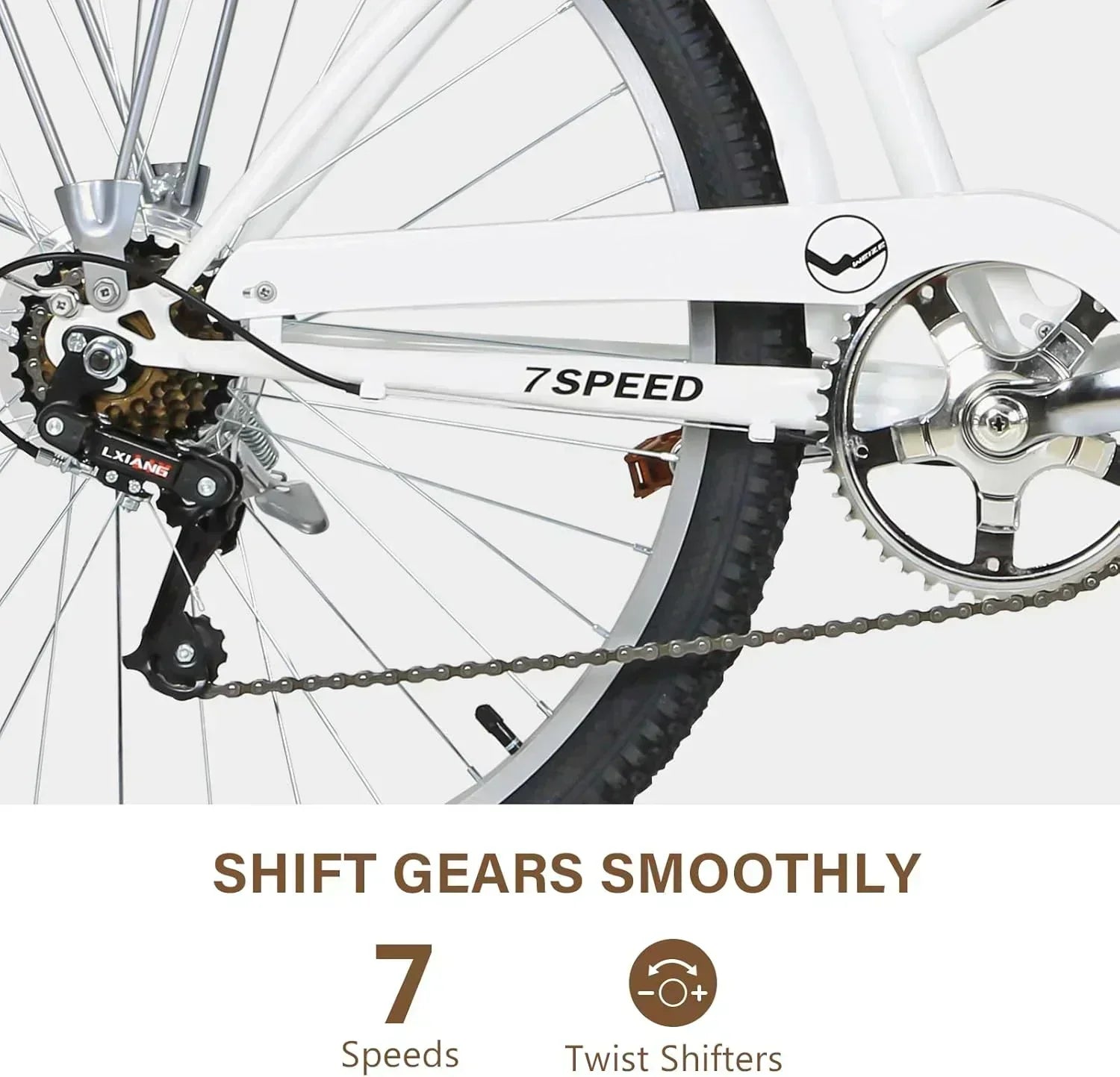 WEIZE Beach Cruiser Bike 26 inch Commuter Bicycle for Adult Men and Women 7-Speed/High-Carbon wourant
