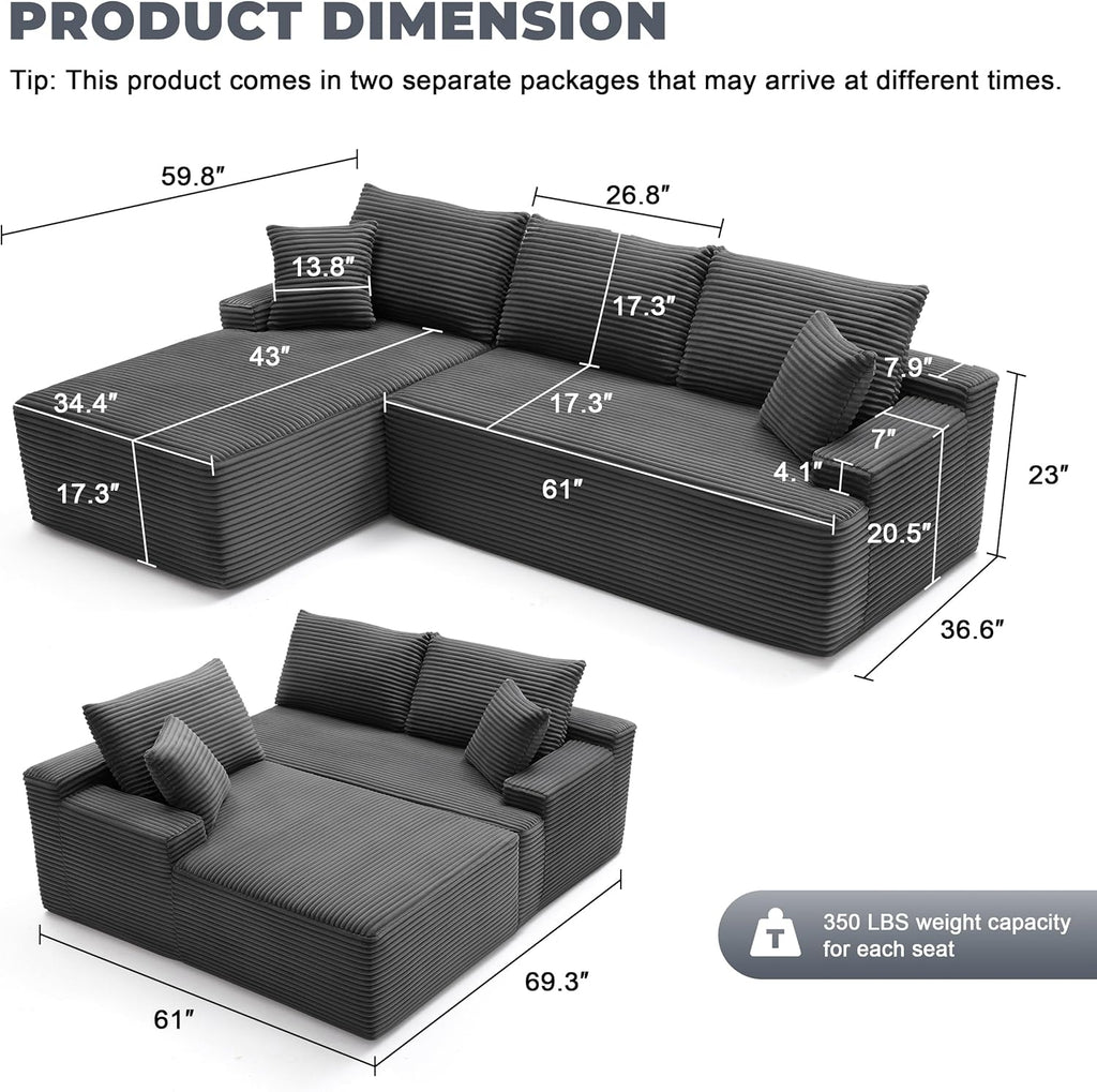 110-inch cloud sofa boneless sofa in the living room modular sofa with deep seats wourant