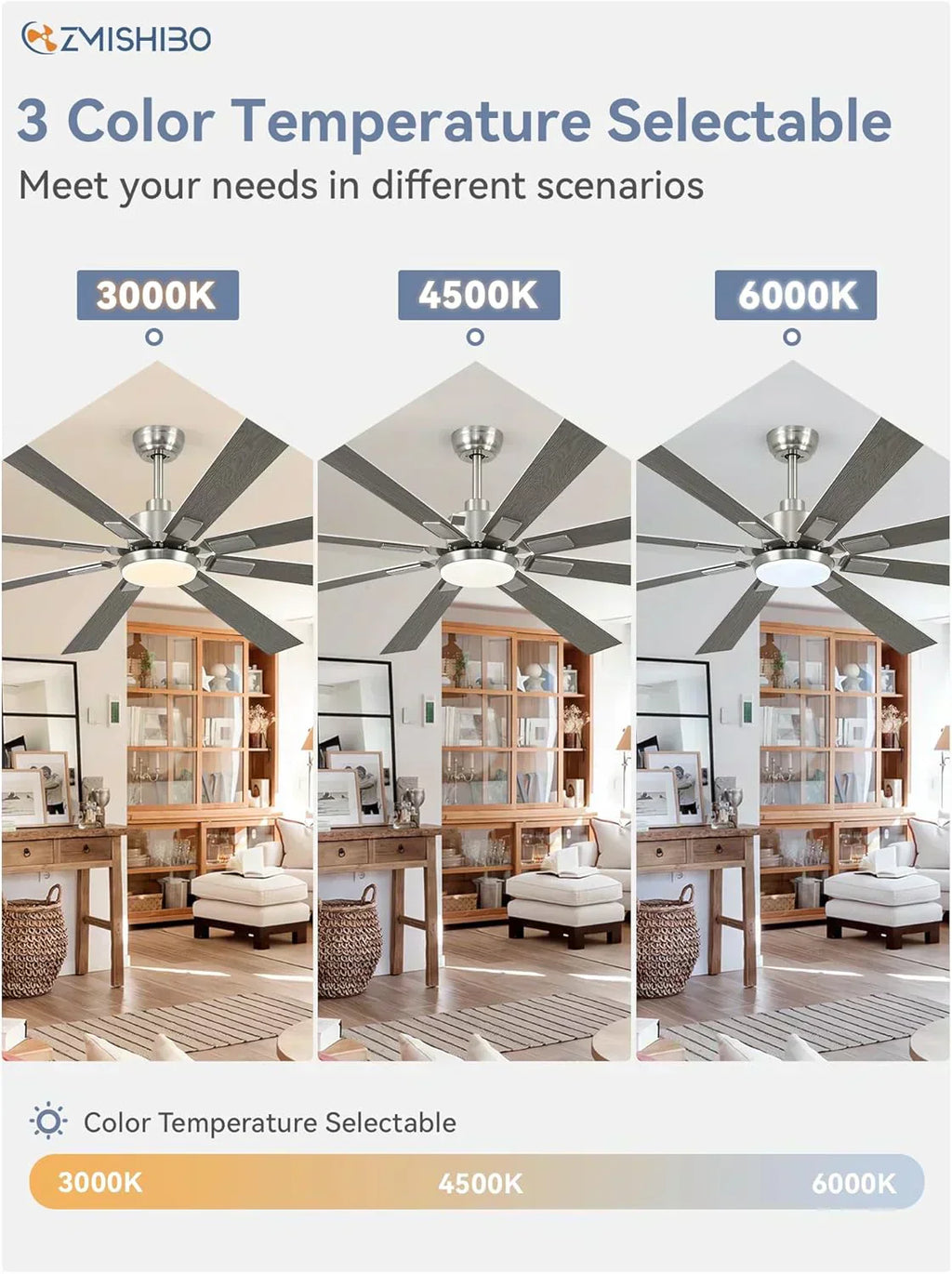 Zmishibo 72-inch large ceiling fan with lighting and remote indoor/outdoor wourant