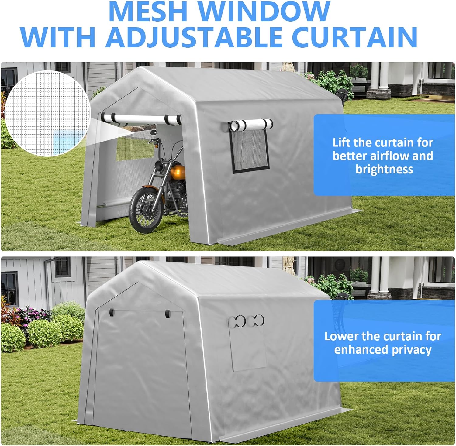 6x8 ft Heavy Duty Carport Tent Portable Garage Removable Side Walls Four Seasons Tarpaulin wourant