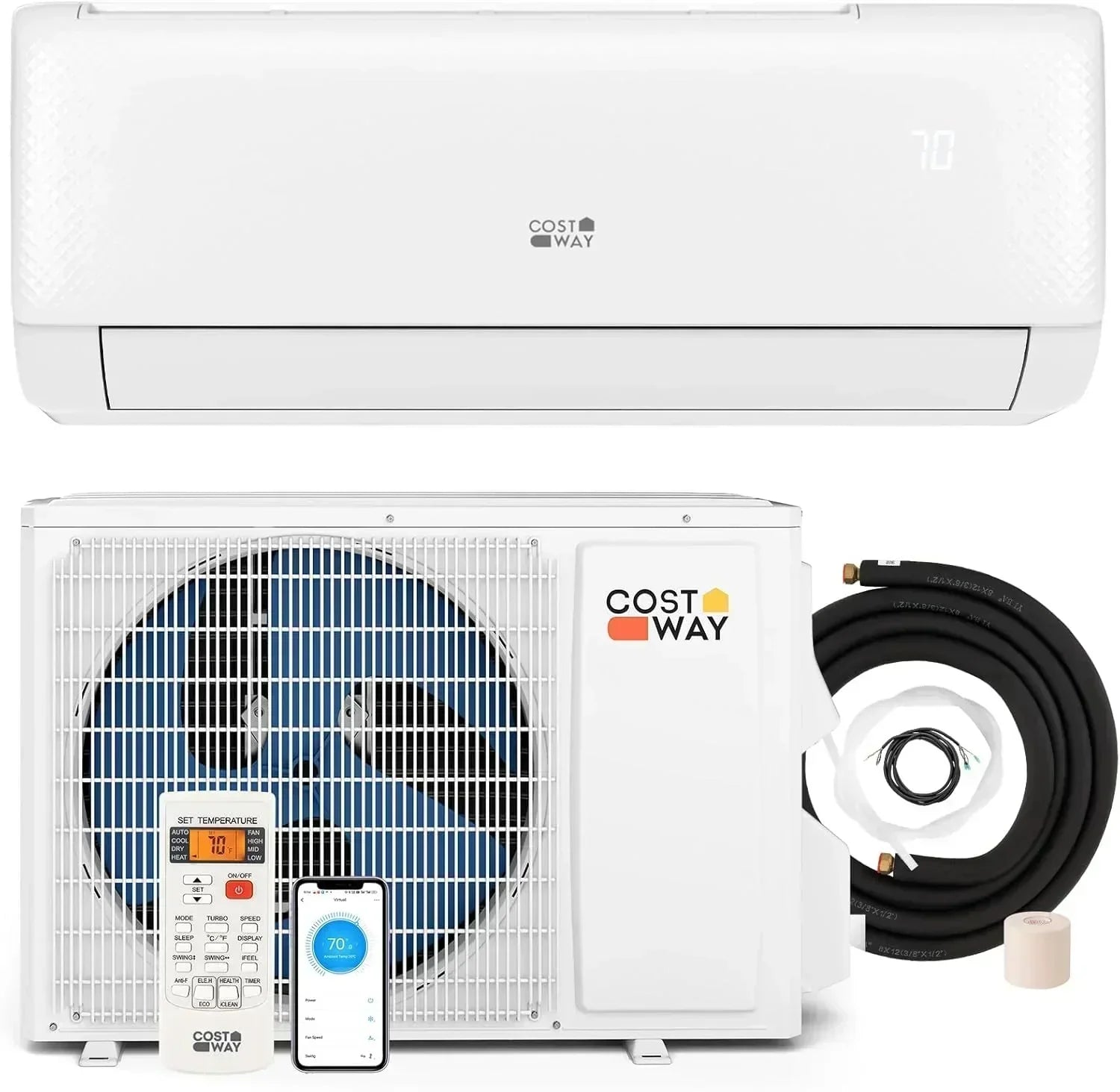 COSTWAY 12000BTU Mini Split Air Conditioner Heater 20 SEER2 115V Wall-Mounted Ductless wourant