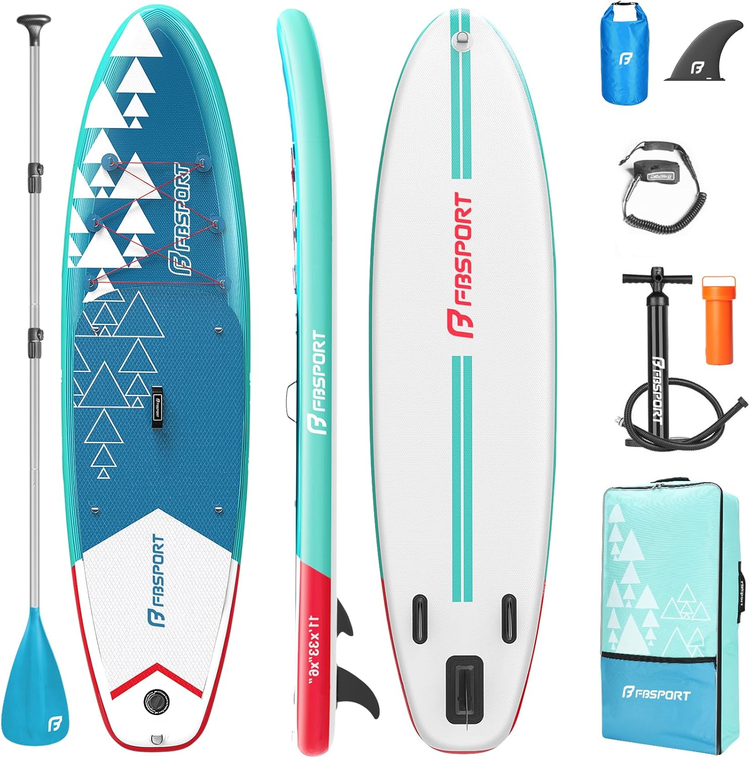 FBSPORT 11' Premium Stand Up Paddle Board Yoga Board with Durable SUP Accessories Carry Bag wourant