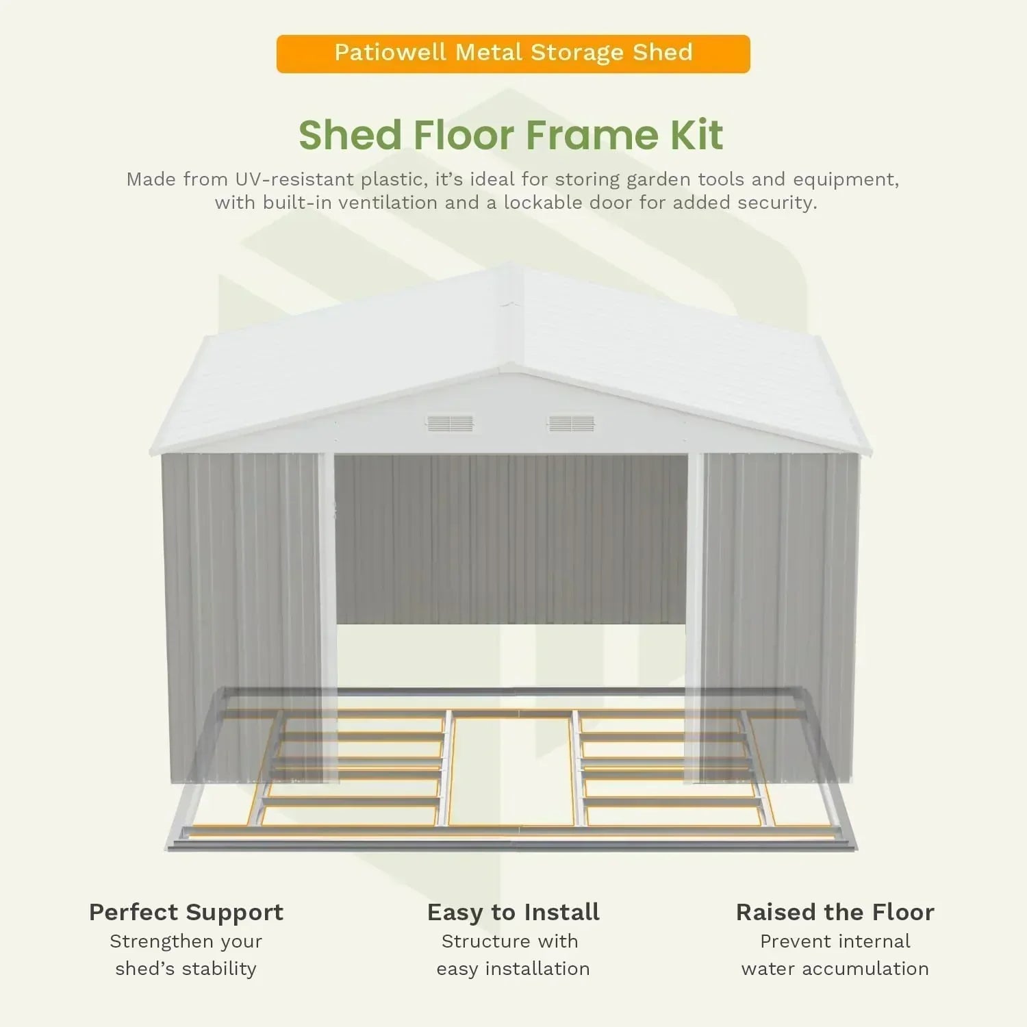 Patiowell 5x3 FT Outdoor Storage Shed Tool Shed with Sloping Roof and Lockable Door Metal Shed wourant