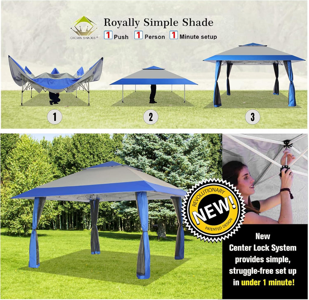 CROWN SHADES 13x13 Pop Up Gazebo Canopy Tent Gazebos on Clearance Outdoor Gazebo wourant
