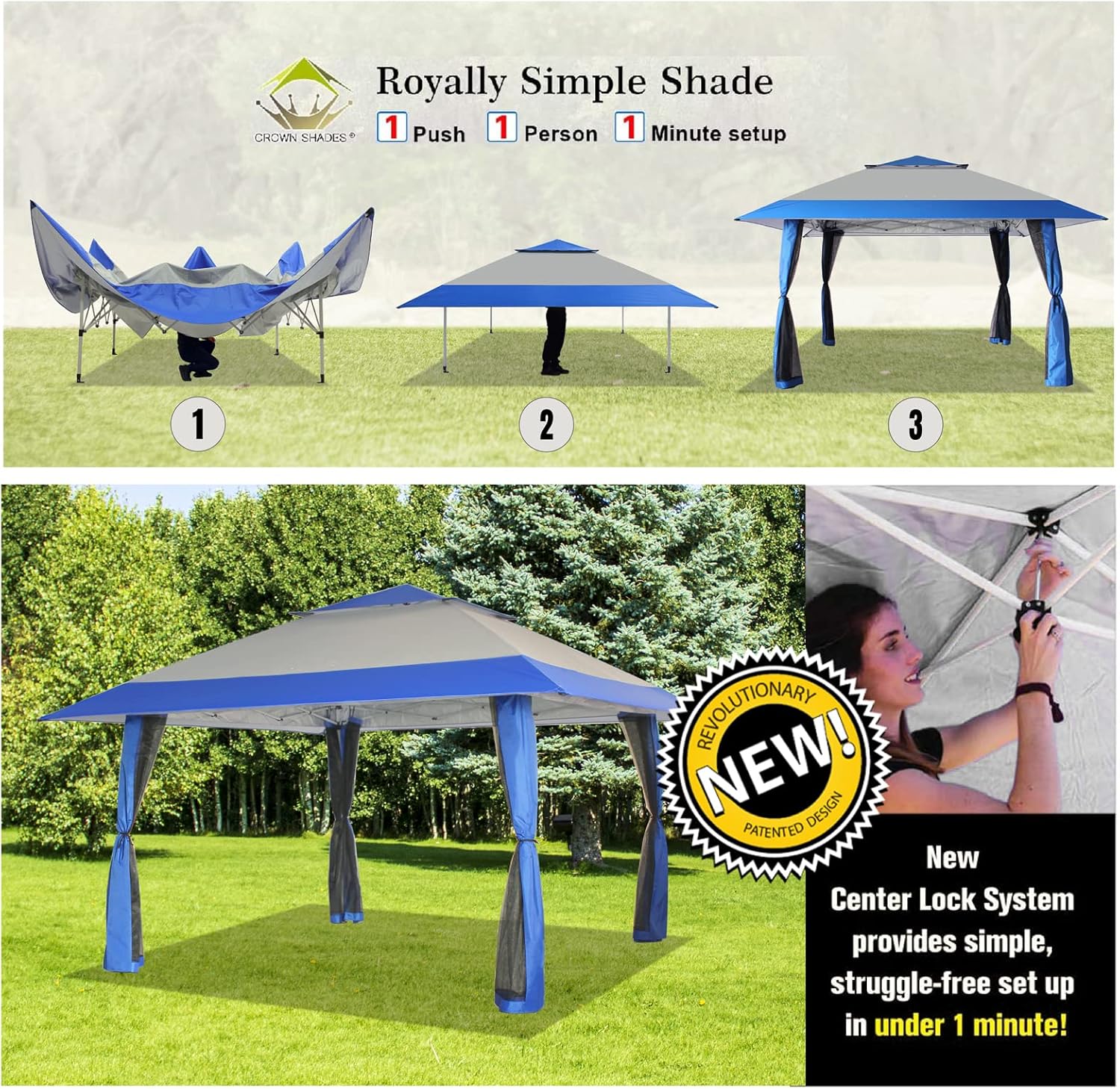 CROWN SHADES 13x13 Pop Up Gazebo Canopy Tent Gazebos on Clearance Outdoor Gazebo wourant