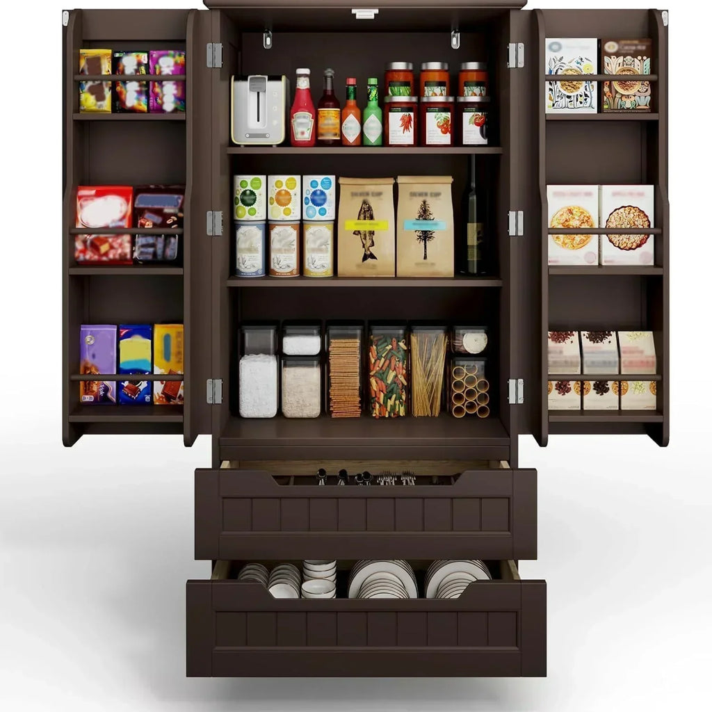 Gizoon Kitchen Pantry Cabinet with Drawers Freestanding Bathroom Storage Cabinet with Doors wourant
