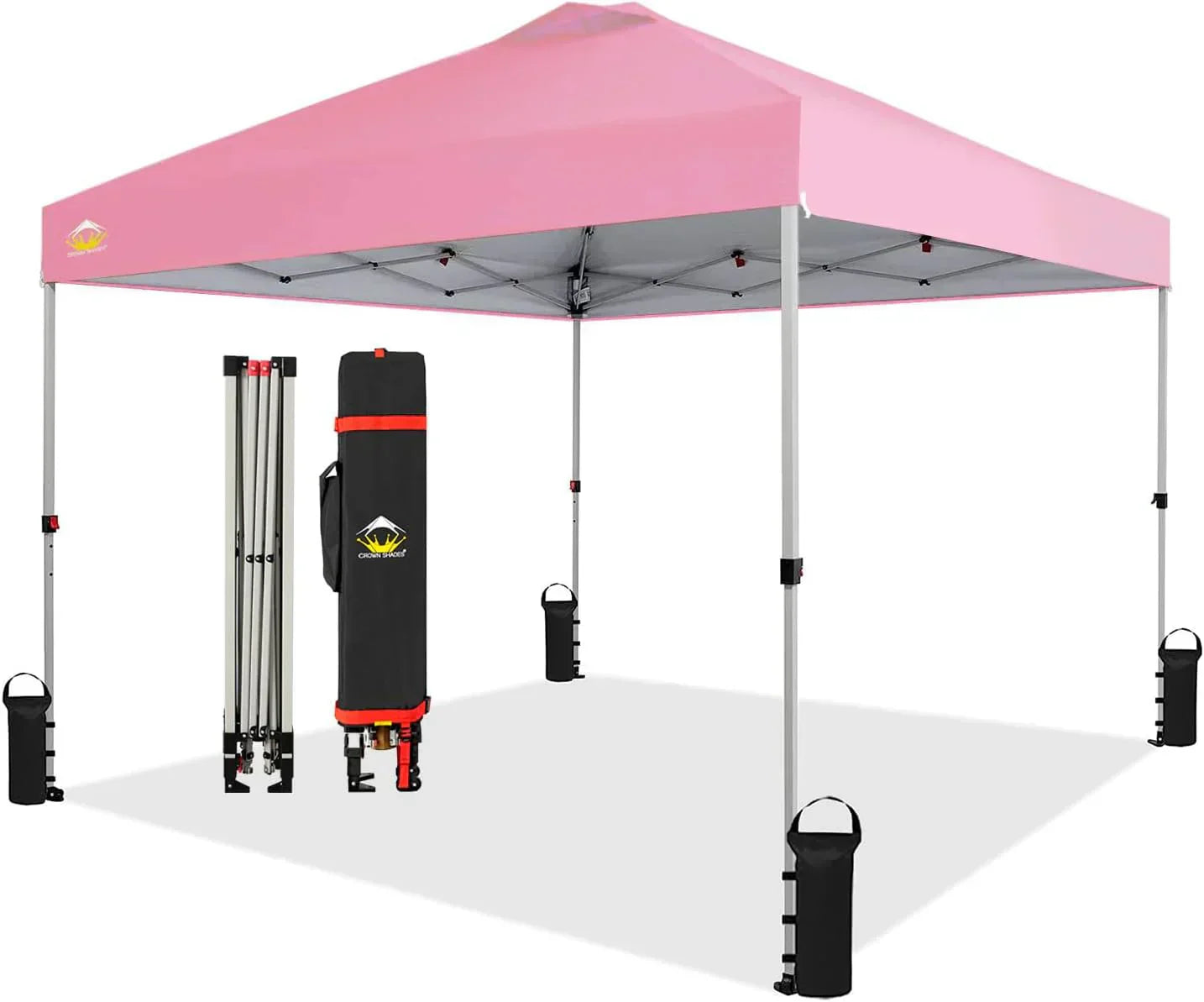 10x10 Pop-Up Awning One-Click Installation Beach Tent Outdoor Sunshade Silver Coated Top wourant