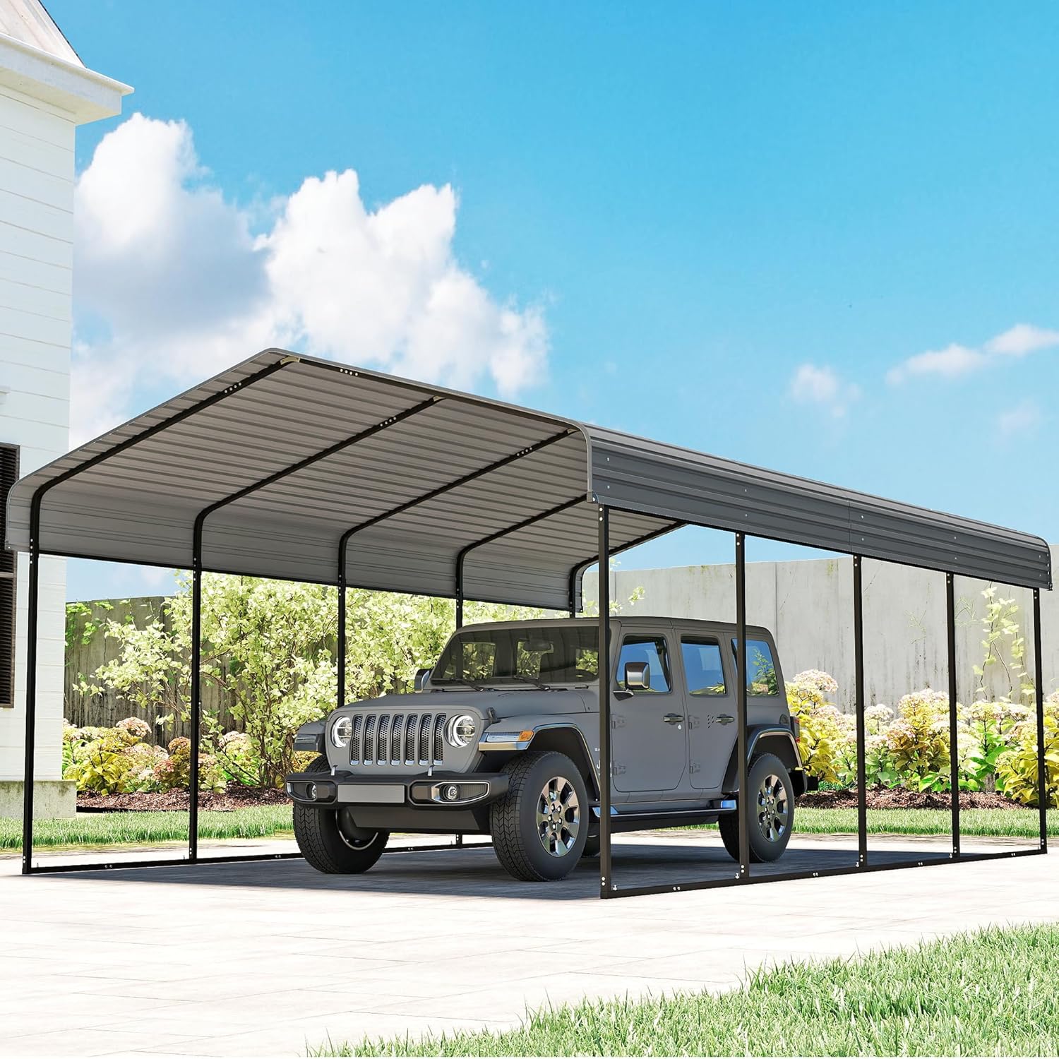 10'x15' Heavy Duty Metal Carport Outdoor Garage Car Shelter Shade with Heavier Frame wourant
