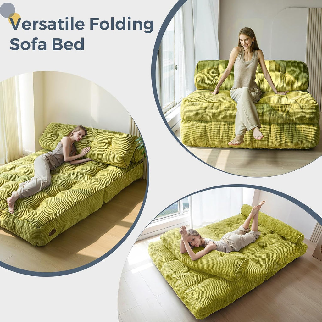 MAXYOYO Folding Sofa Bed Convertible Sleeper Chair with Pillow Foldable Mattress with Back Support wourant