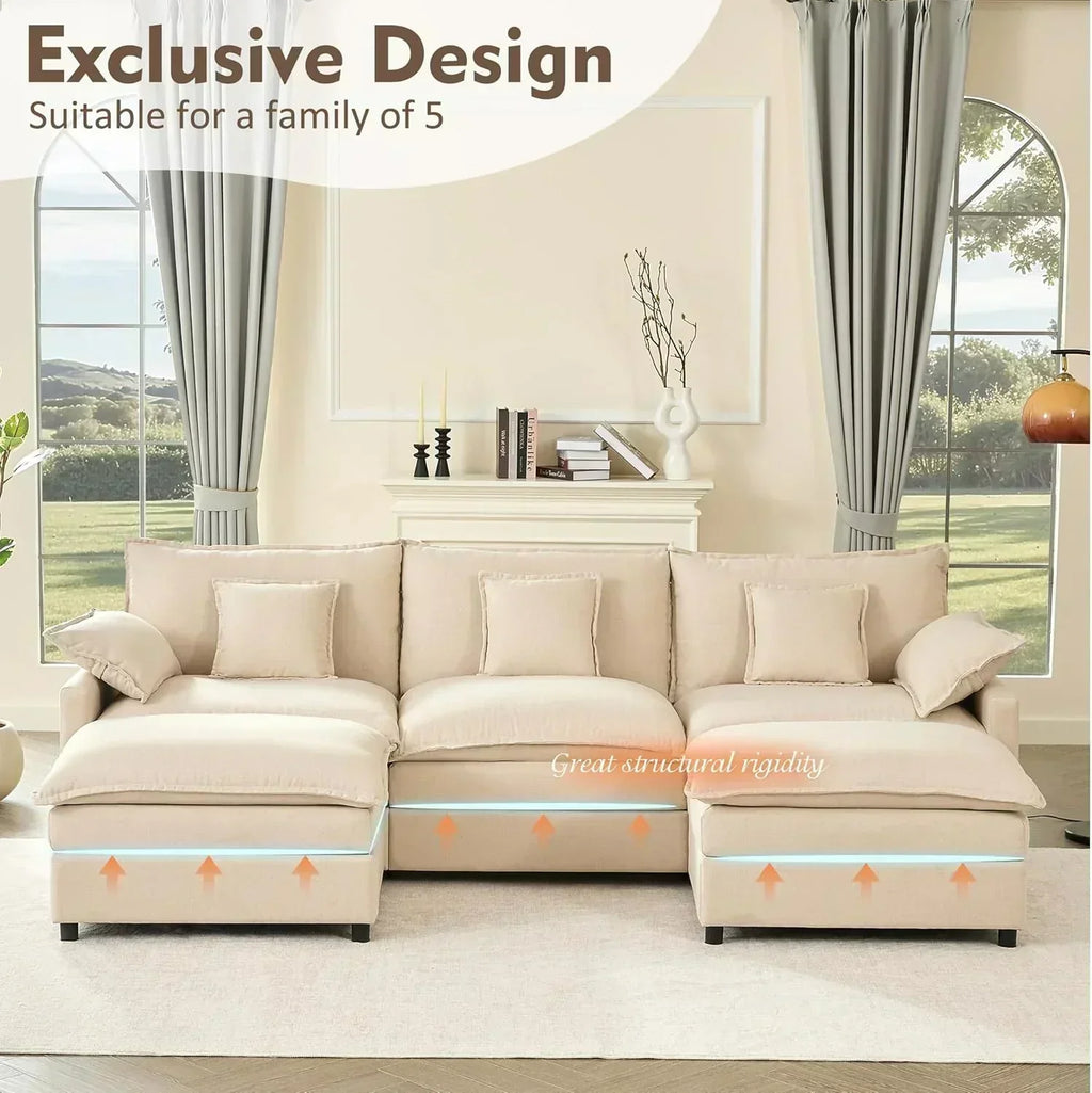 108" U-shaped sofa modular sofa three-seater comfortable cloud sofa wourant