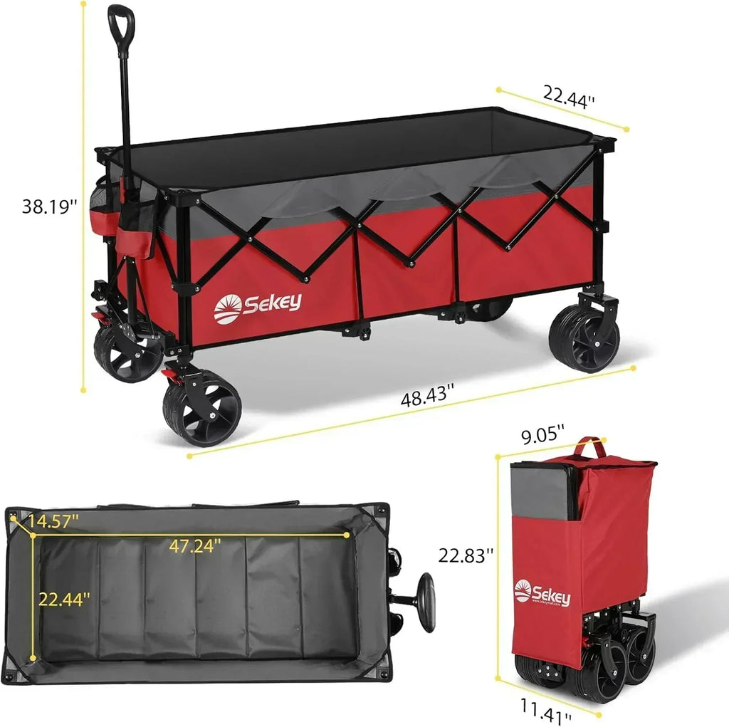 Sekey 48 Inch Long Foldable Extended Travel Cart 440 Lbs Folding Multi-Purpose Garden Cart wourant