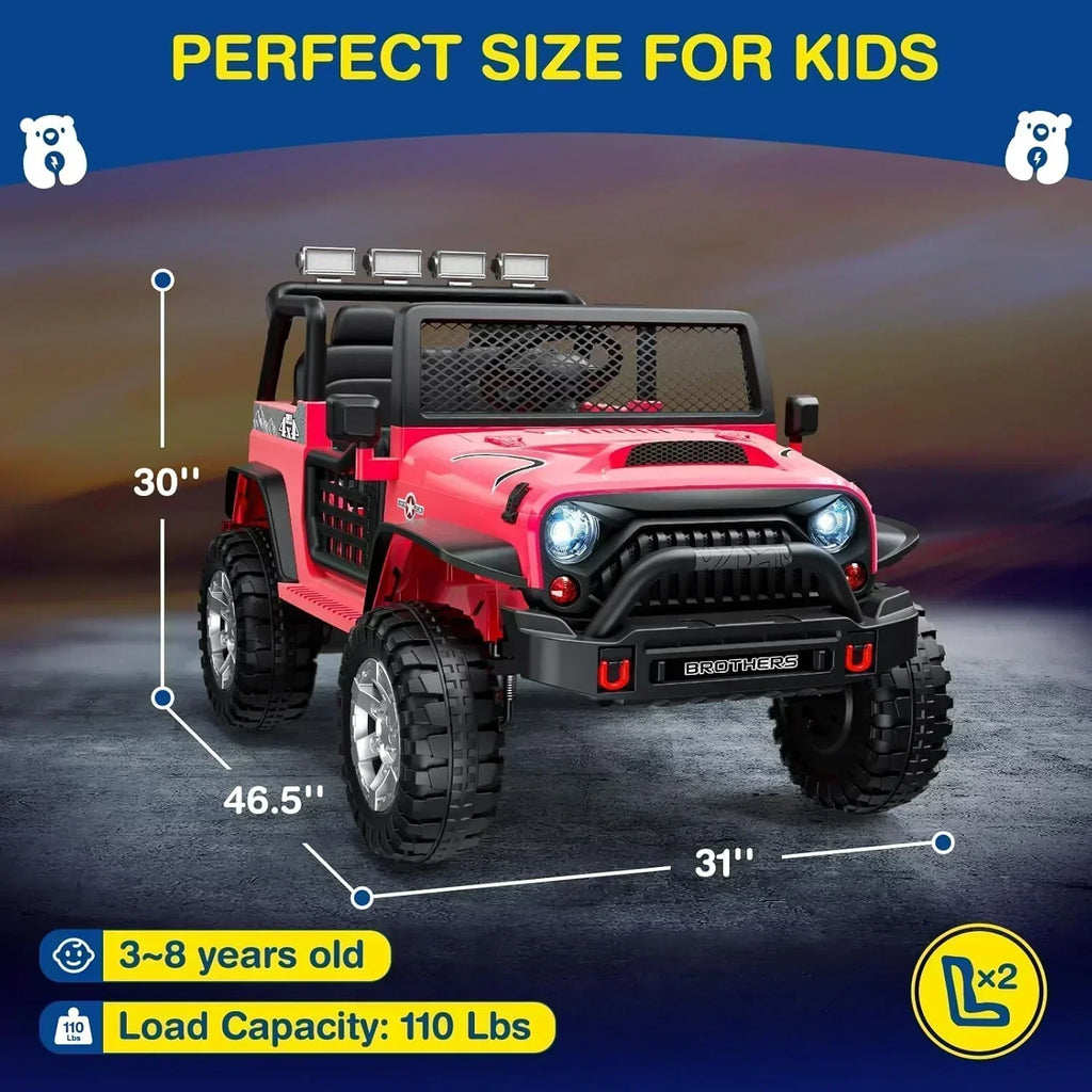 L8 Ride On Car 2 Seater 12V Kids Electric Car Remote Control 4-Wheel Suspension Bluetooth Speaker wourant