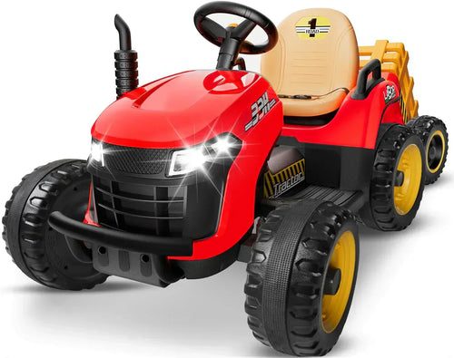 24V Ride On Tractor Tiltable Detachable Trailer 2x65W Motors EVA Tires Remote Control wourant