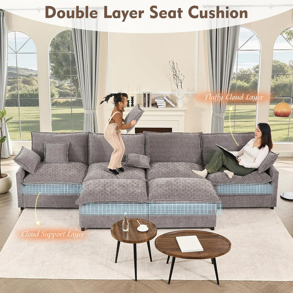 108 Inch U Shape Sofa Sectional Sofa Comfortable Cloud Sofa Living Room Deep Seat Sofa wourant