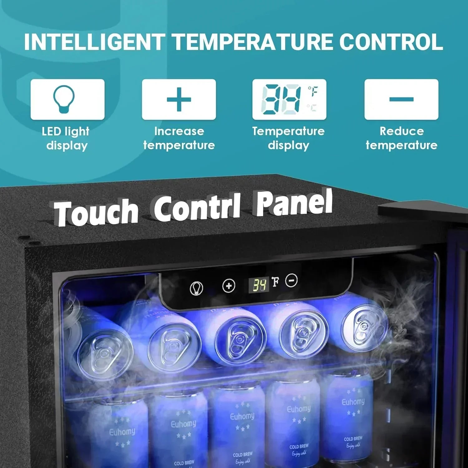 EUHOMY Beverage Refrigerator Cooler 130 Can Mini Fridge with Glass Door Beverage Cooler wourant