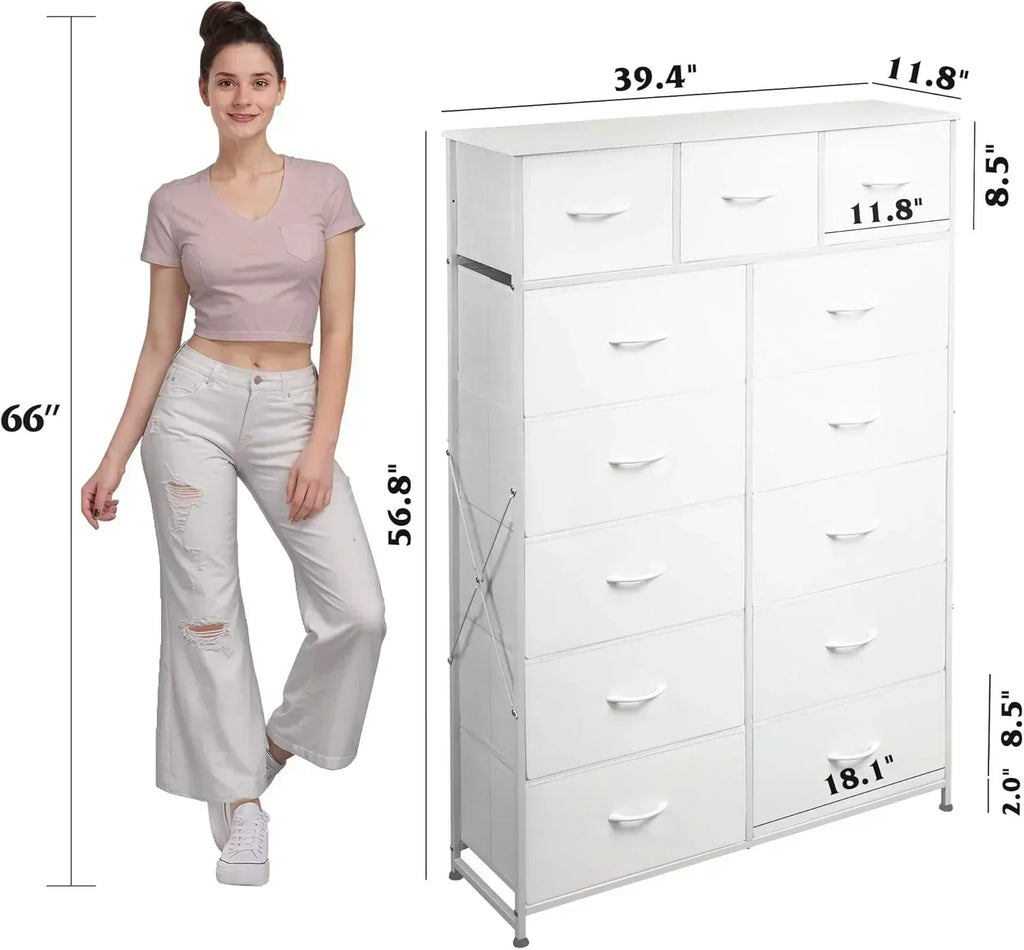 WLIVE Storage Organizer Unit with 13 Fabric Bins Storage Drawers Organizer with Steel Frame wourant