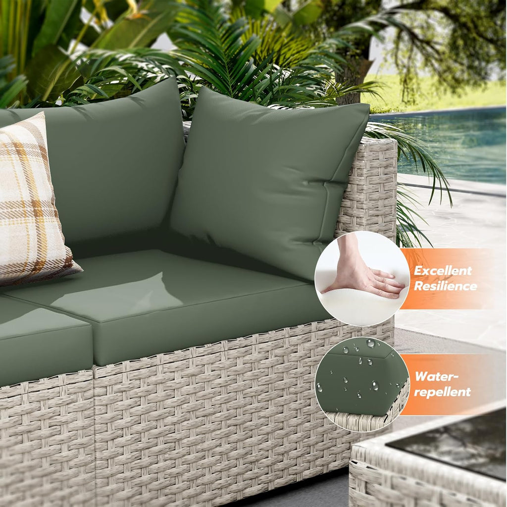 UDPATIO Outdoor Patio Furniture Set 7-Piece PE Wicker Sectional Sofa Outdoor Conversation Set wourant