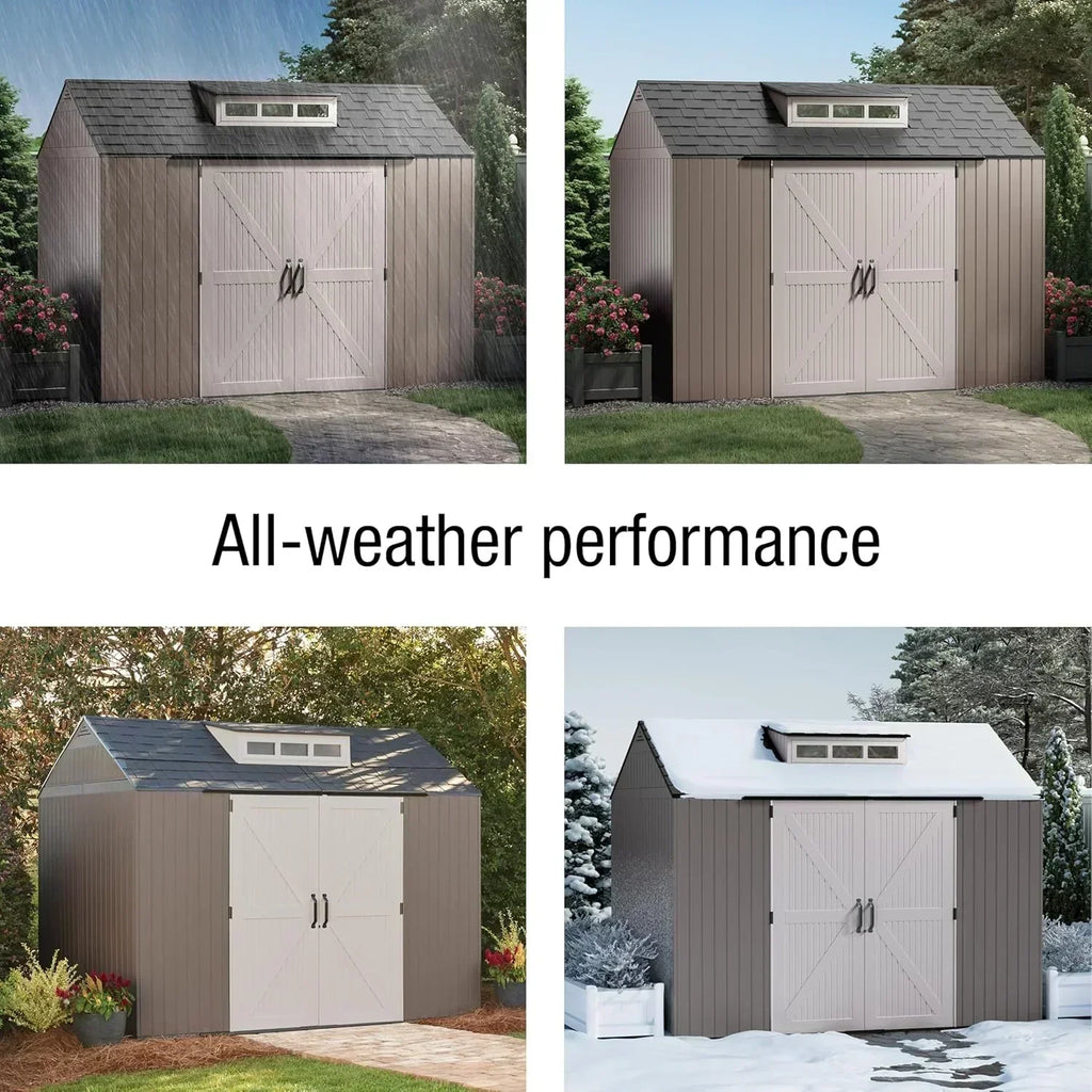 Rubbermaid Resin Outdoor Storage Shed With Floor Weather Resistant Gray Organization for Home wourant