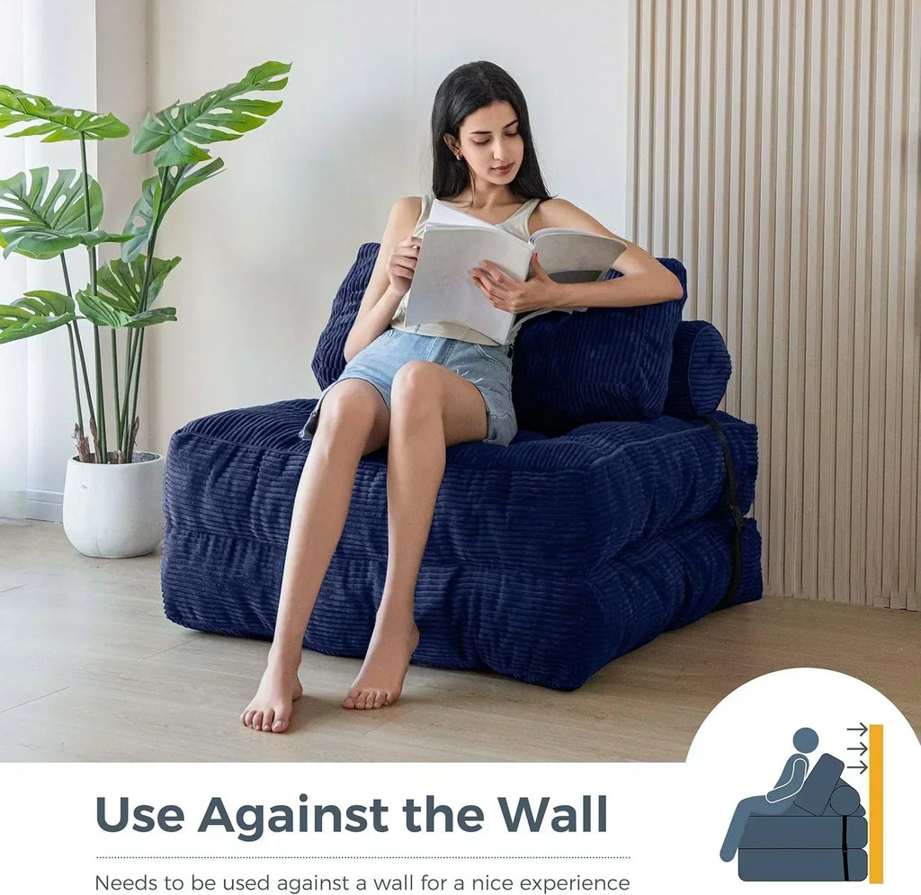 MAXYOYO Folding Sofa Bed Convertible Sleeper Chair with Pillow Foldable Mattress with Back Support wourant