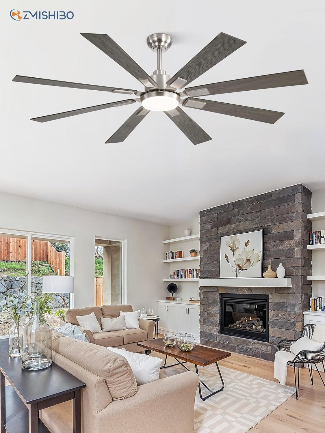 Zmishibo 72-inch large ceiling fan with lighting and remote indoor/outdoor wourant