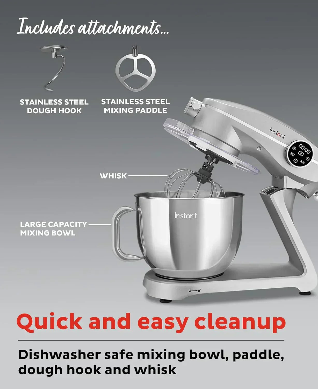 Instant Pot Instant Stand Mixer Pro 600W 10-Speed Electric Mixer with Digital Interface wourant