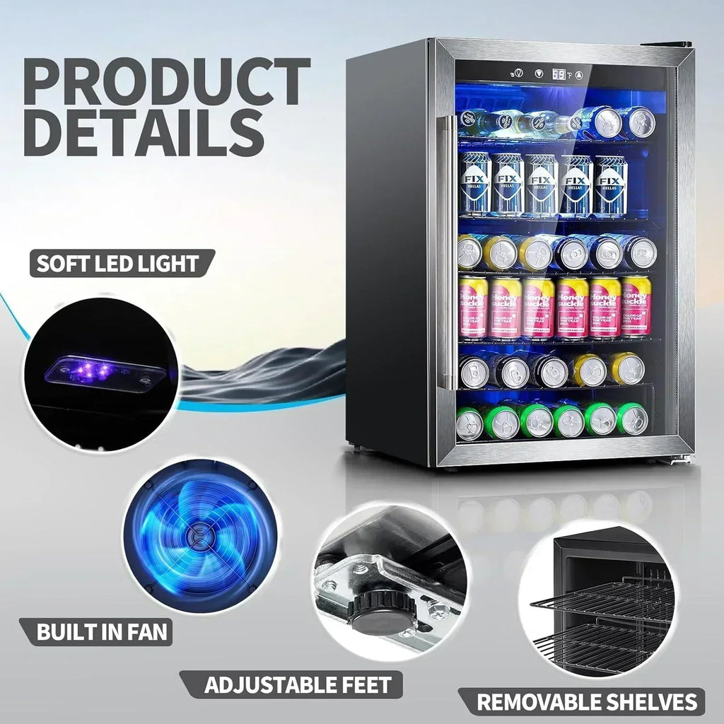 Antarctic Star Beverage Refrigerator Cooler 68 Can Mini Fridge with Glass Door for Beer Drinks Wine wourant