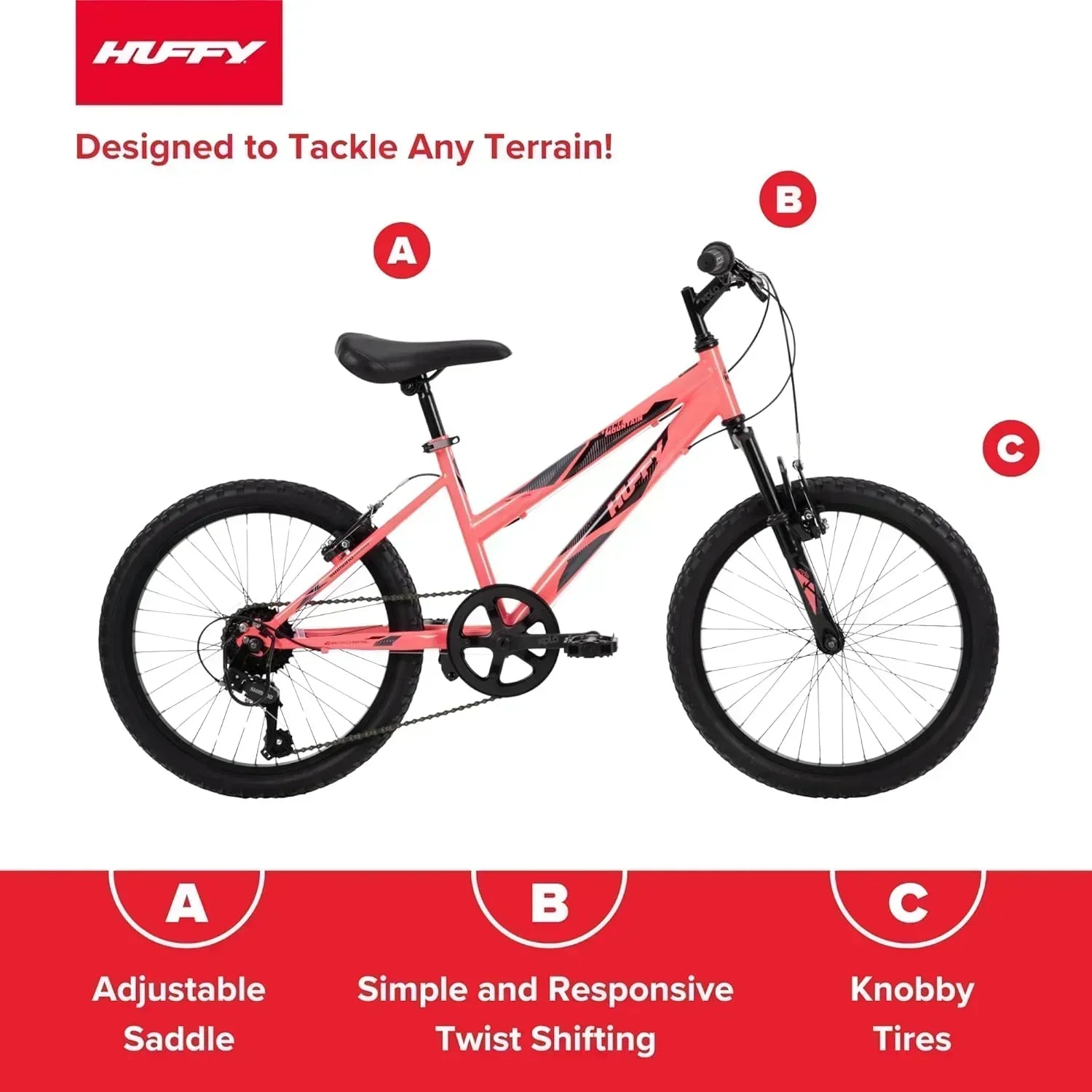 Huffy Stone Mountain Hardtail Mountain Bike for Boys/Girls/Men/Women 20"/24"/26" Sizes wourant