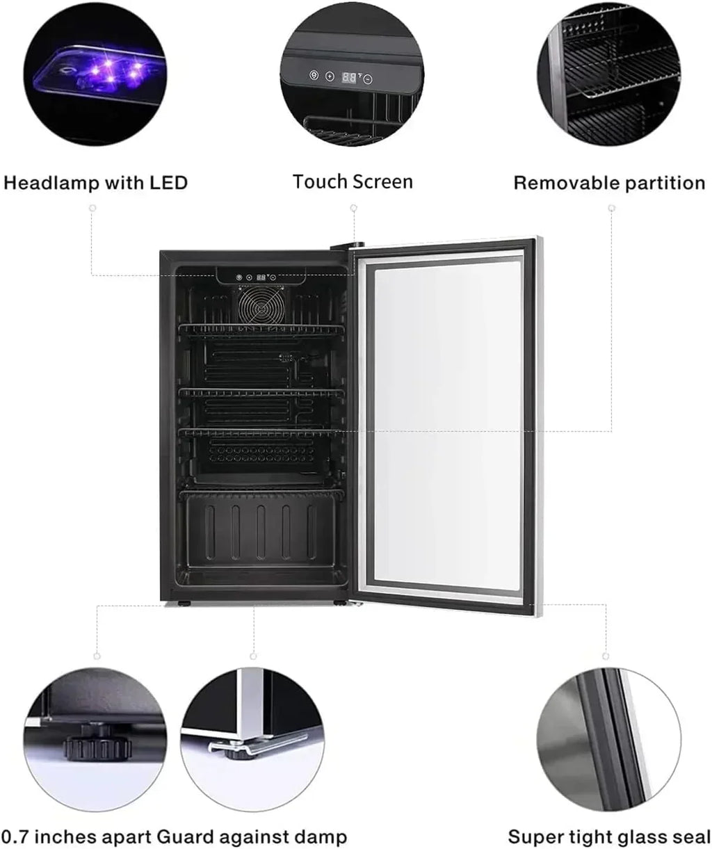 Antarctic Star 26 Bottle 130 Can Wine Cooler/Cabinet Beverage Refrigerator Cellar Beer Clear Glass wourant