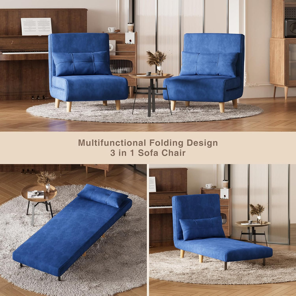 3-in-1 sleeper chair bed convertible chair bed futon sofa with adjustable backrest wourant