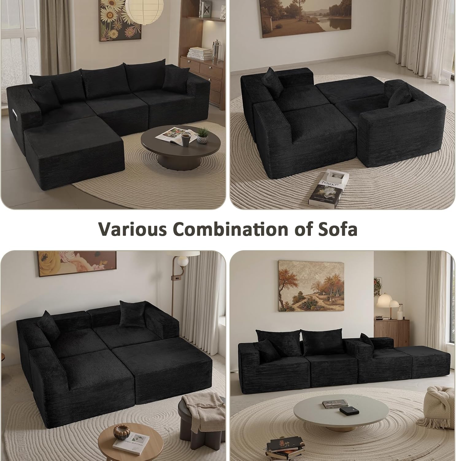 Cloud sofa with L-shaped lounge chair modern modular sofa with deep seats wourant