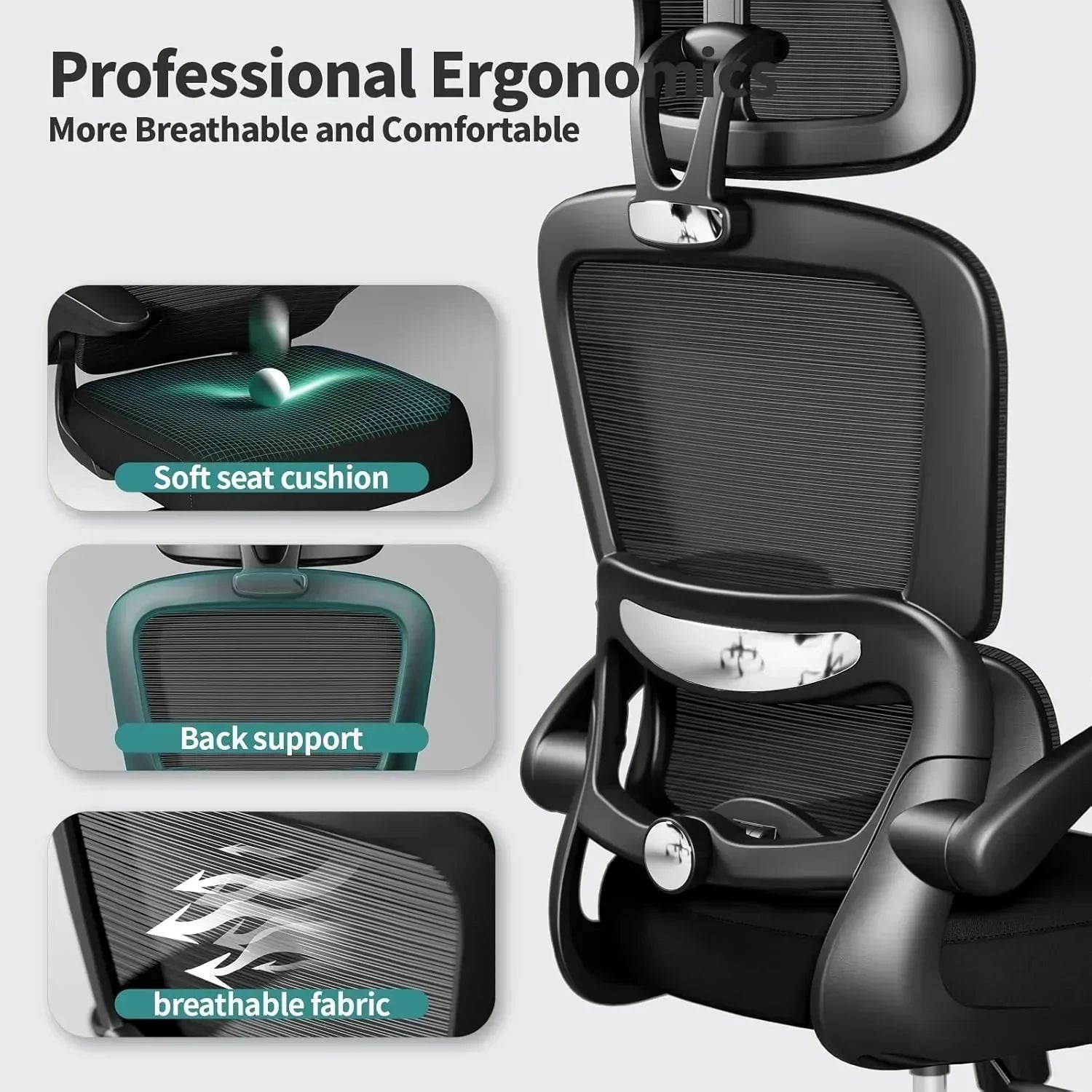 Office Chair Ergonomic Desk Chair 330 lbs Home Mesh Desk Chair Comfortable Gaming Chair wourant