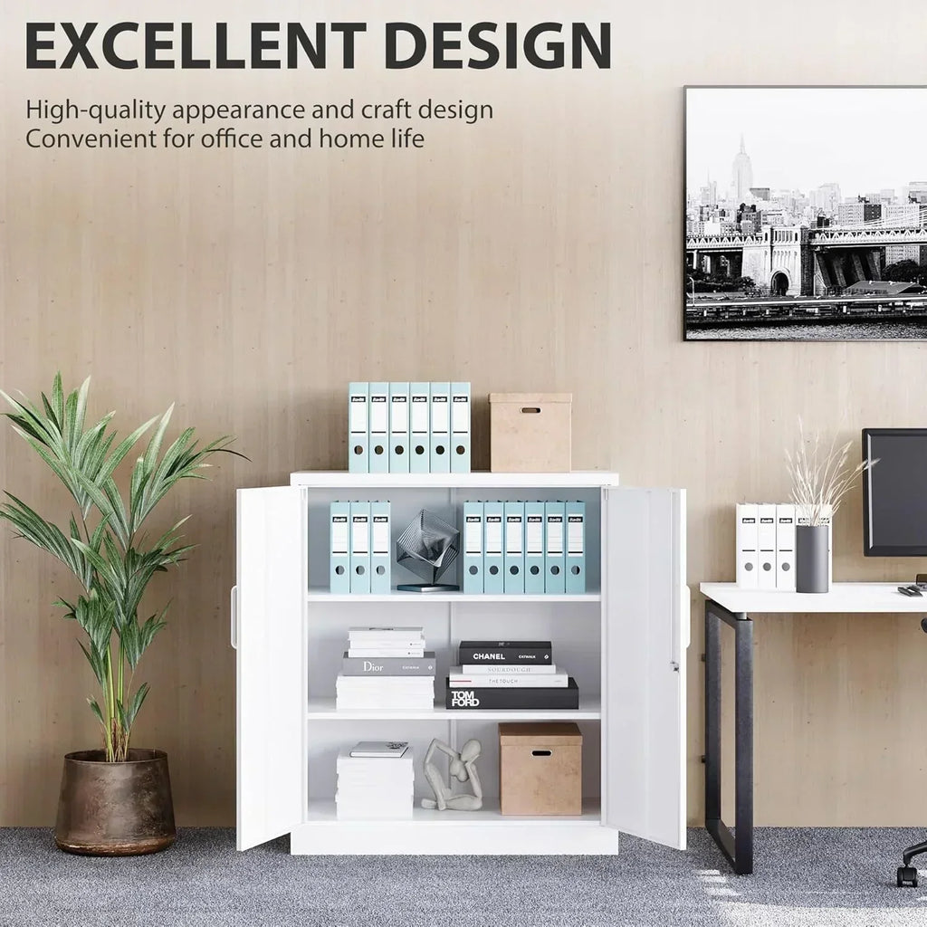 Metal Storage Cabinet with 2 Doors and 6 Shelves Black Metal Cabinet Garage Storage Cabinet wourant