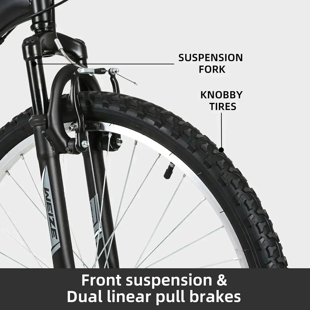 WEIZE Mountain Bike 26 27.5 inch Outdoor Hybrid Bikes 18-Speed High-Carbon Steel Full Suspension wourant