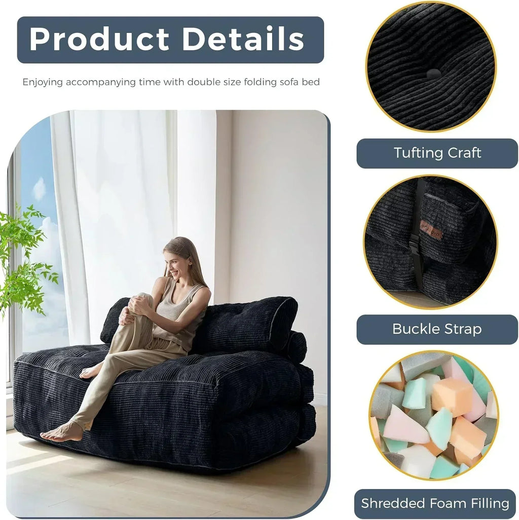 MAXYOYO Folding Sofa Bed Convertible Sleeper Chair with Pillow Foldable Mattress with Back Support wourant