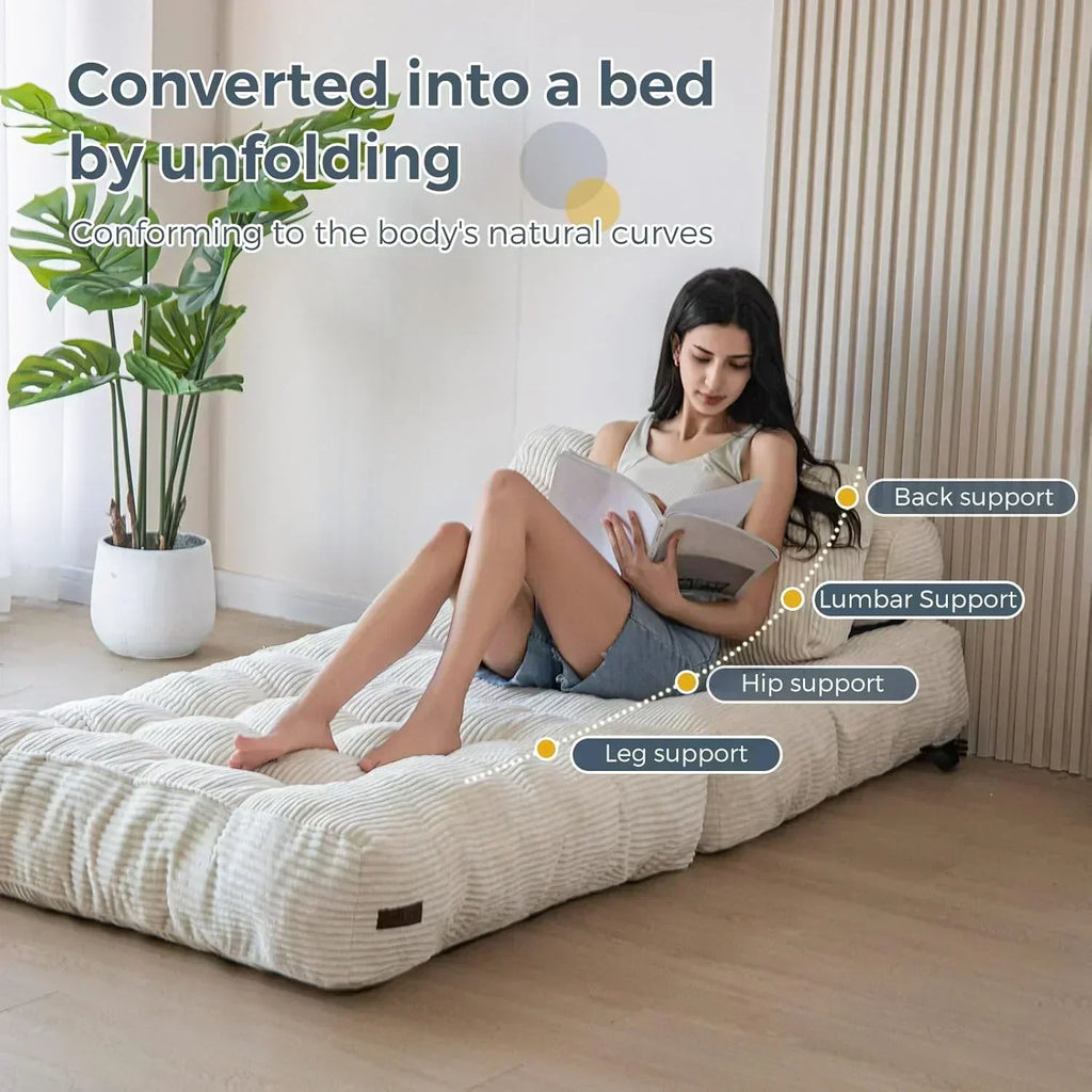 MAXYOYO Folding Sofa Bed Convertible Sleeper Chair with Pillow Foldable Mattress with Back Support wourant
