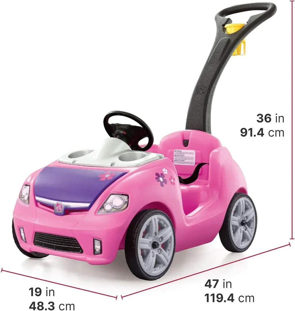 Step2 Whisper Ride II Ride On Push Toy Car Pink Ride On Car with Included Seat Belt Easy Storage wourant