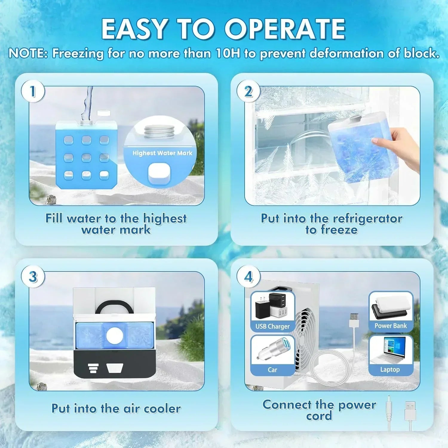 Portable Air Conditioners Fan Anti-leakage Water Mini Air Cooler Personal Ice Air Conditioner wourant