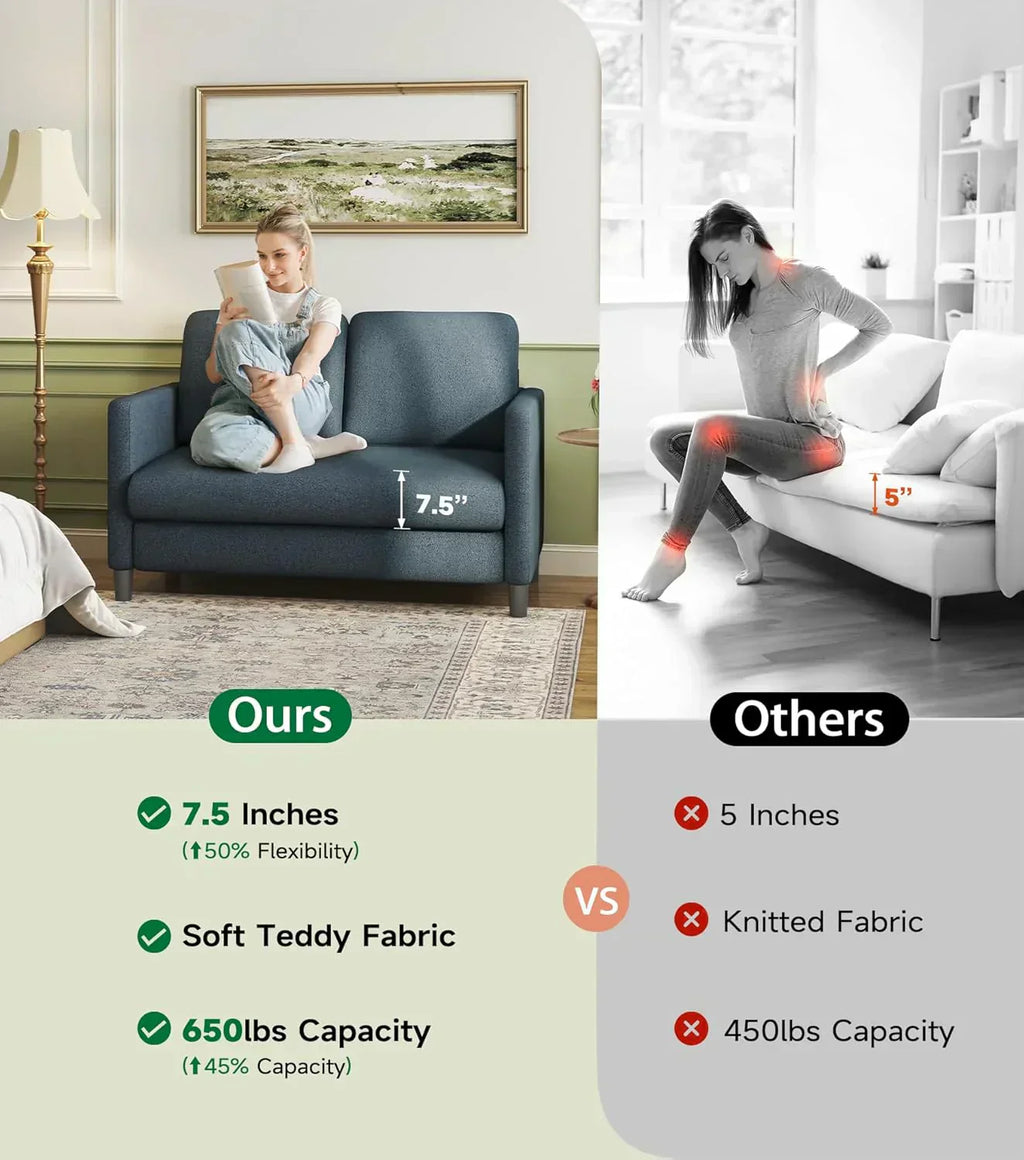 Loveseat Sofa 51" Love Seat Comfy Corduroy Small Loveseat Tool-Free Setup Couch wourant