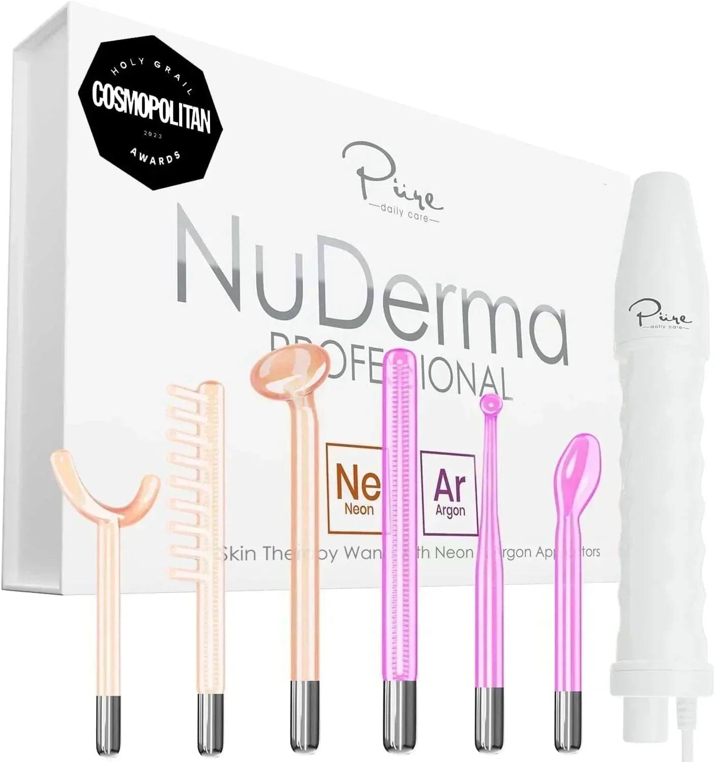 NuDerma Professional Skin Therapy Wand Portable Skin Therapy Machine with 6 Neon Argon Wands wourant