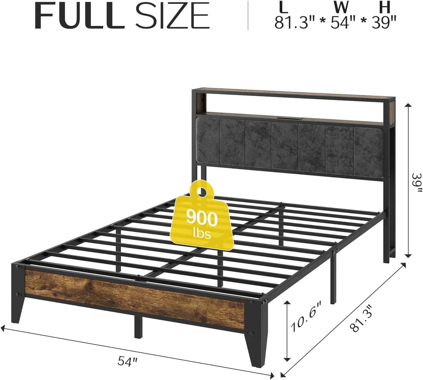 OLEVS Single Bed Frame LED Light Storage Headboard Type C Charging Station Metal Platform Bed wourant