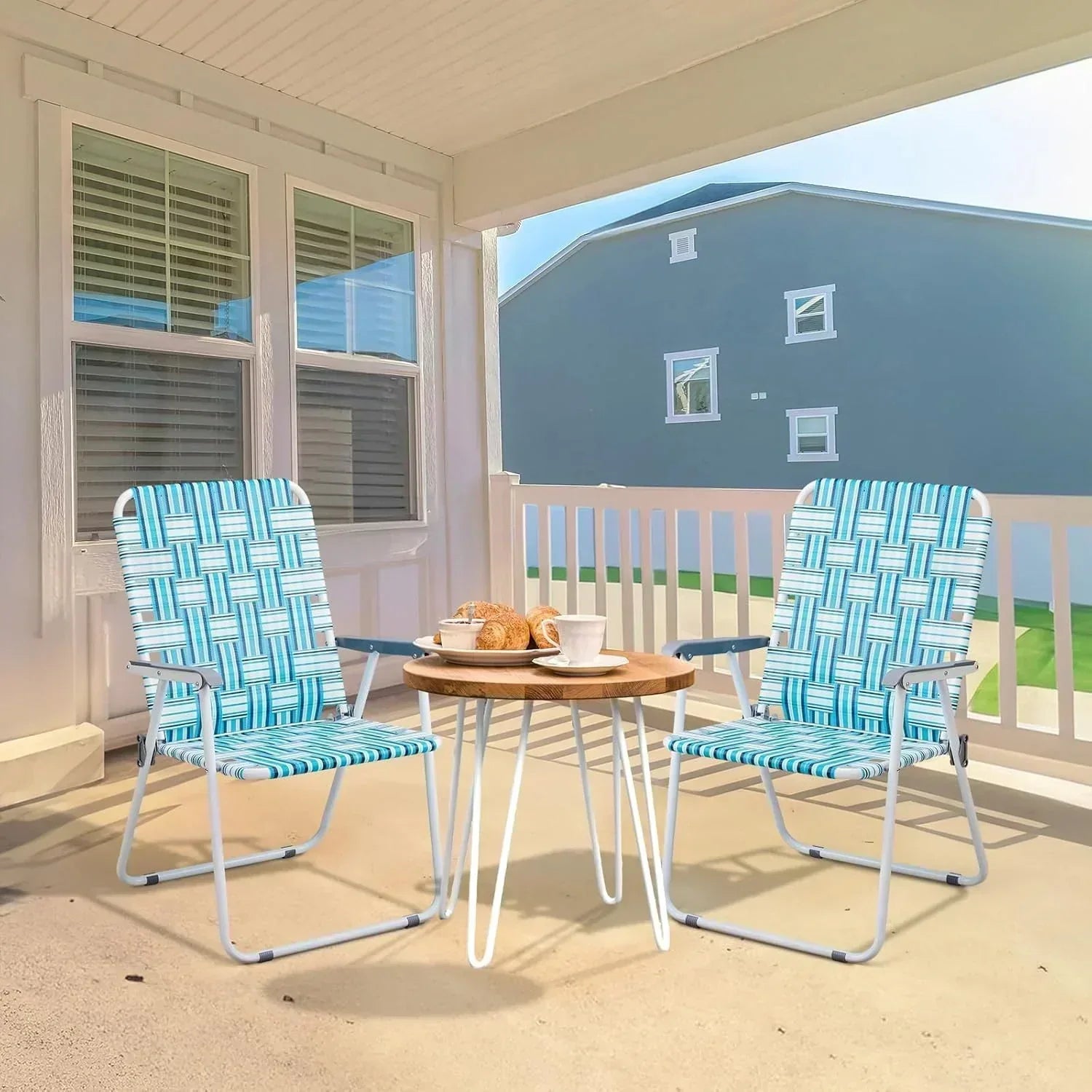 VINGLI Patio Lawn Webbed Folding Chairs Set of 2 Outdoor Beach Portable Lawn Chair wourant