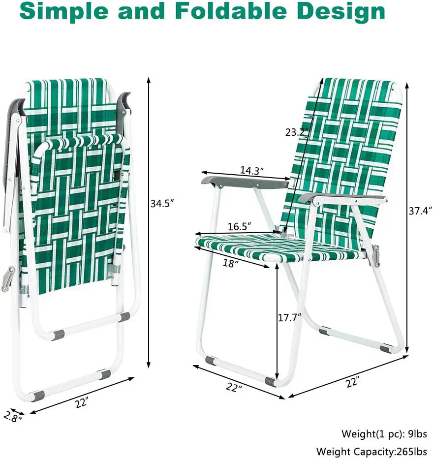 VINGLI Patio Lawn Webbed Folding Chairs Set of 2 Outdoor Beach Portable Lawn Chair wourant