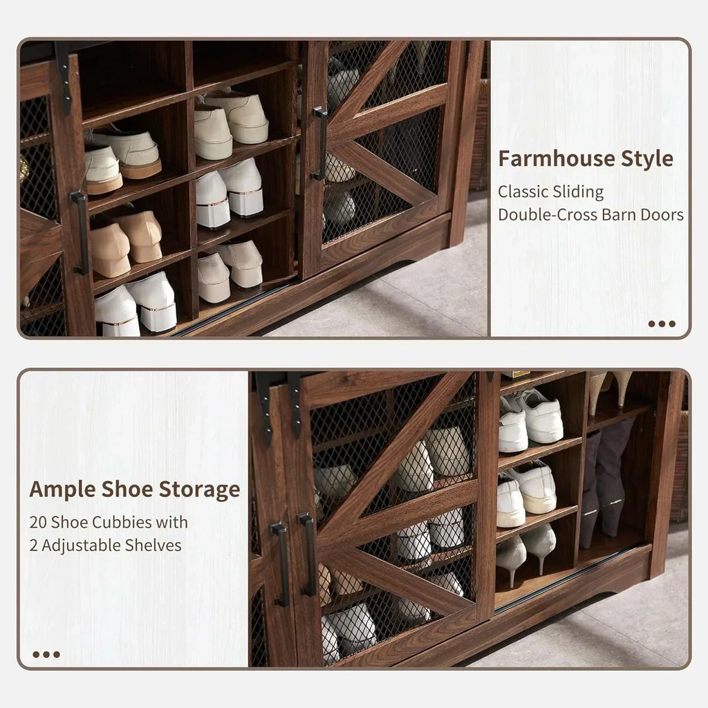 JXQTLINGMU 59-inch Farmhouse Foyer Tree Shoe Storage Entryway Bench Foyer Coat Rack Cabinet wourant