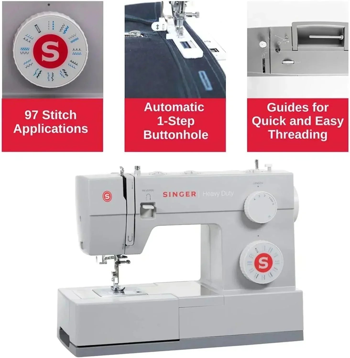 Heavy-Duty 4423 High-Speed Sewing Machine Includes Accessory Kit 97 Stitches One-Step Buttonhole wourant