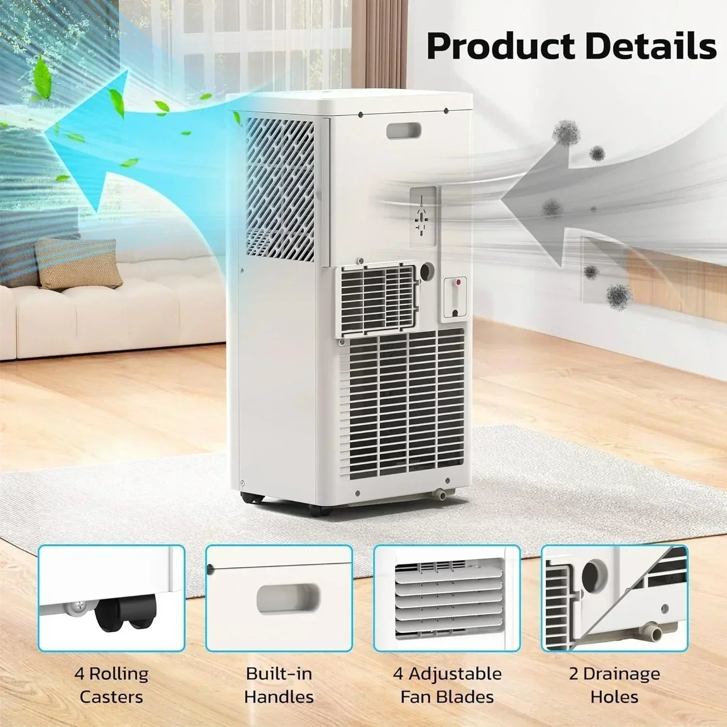 ZAFRO 8,000 BTU Portable Air Conditioners 4 Modes Portable AC Unit with Fast Cooling wourant