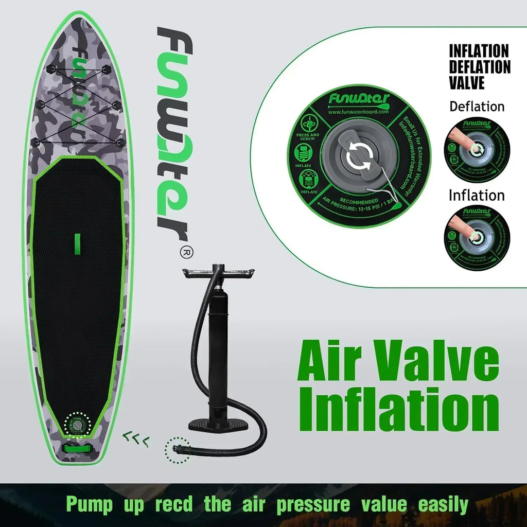 FunWater Inflatable Stand Up Paddle Board Premium SUP Paddle Accessories EVA Deck wourant