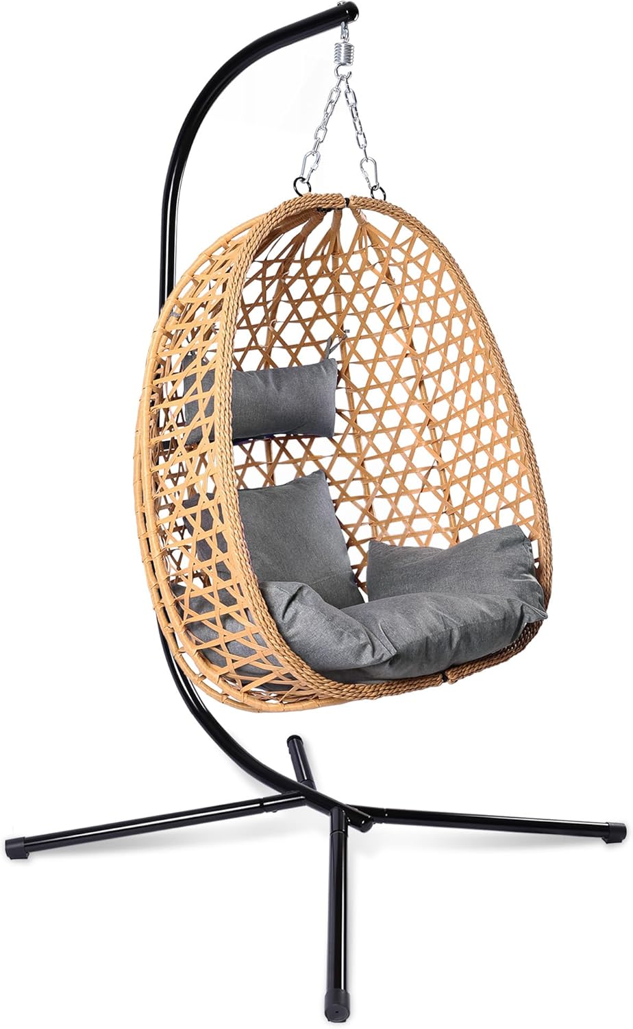 Egg Chair with Stand Patio Wicker Hanging Chair Hammock Swing Chair 350LBS Capacity for Bedroom wourant